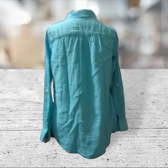 NWT St John's Bay long sleeve button down top size M - Picture 5 of 15